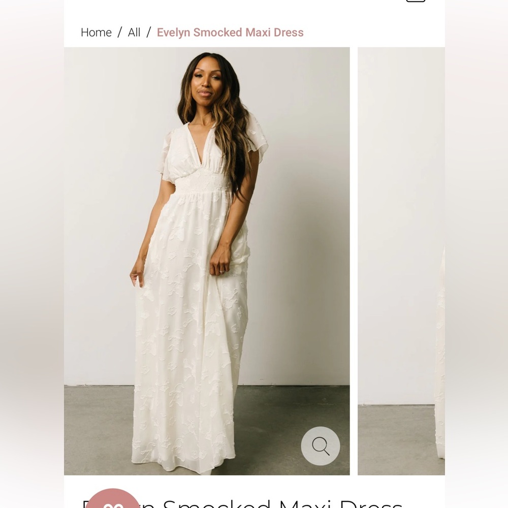NWTs Baltic Born Evelyn Smocked Maxi Dress in Off White